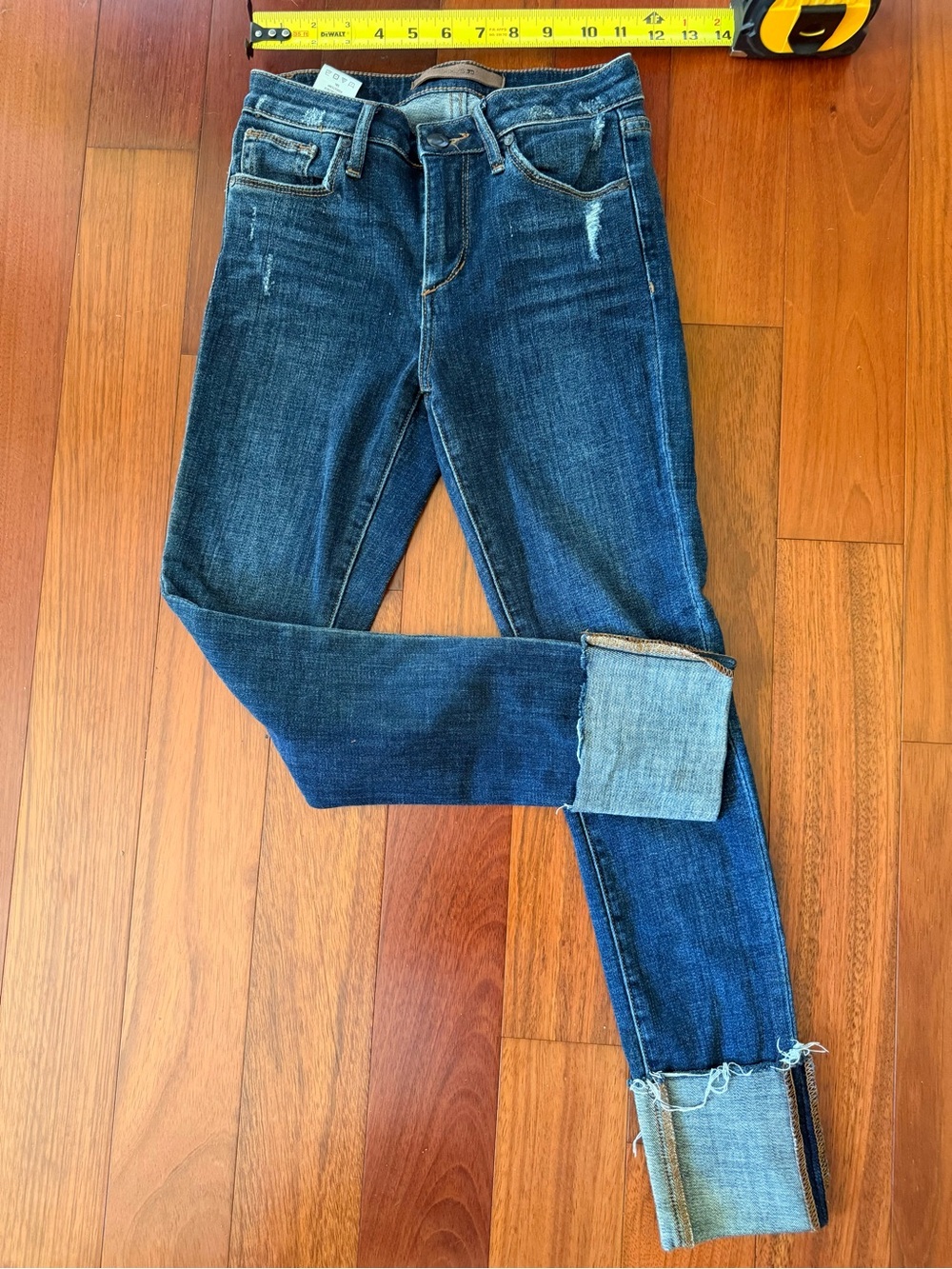 Joe’s Jeans Charlie Dark Wash Skinny Jeans Raw Cuffed Hem
